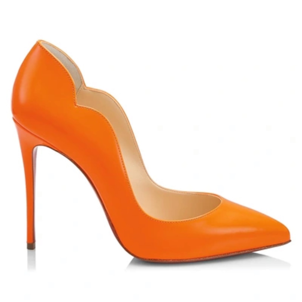 Womens Christian Louboutin Fizz Orange Patent Hot Chick Heels 100mm Size 39